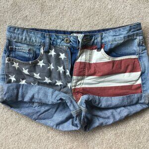 Forever 21 American Flag Denim Shorts, sz 28